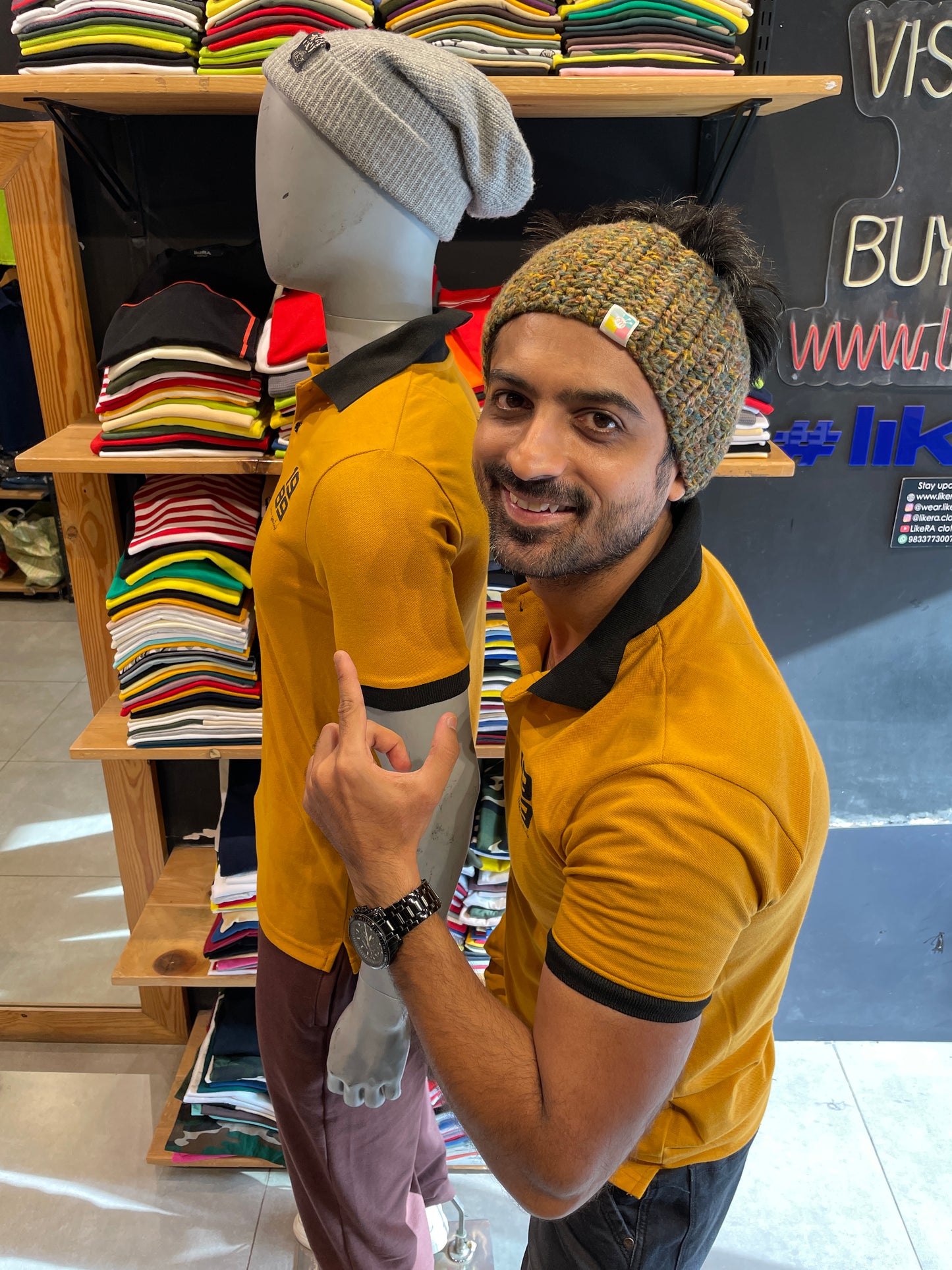 Mustard Printed Polo Tshirt
