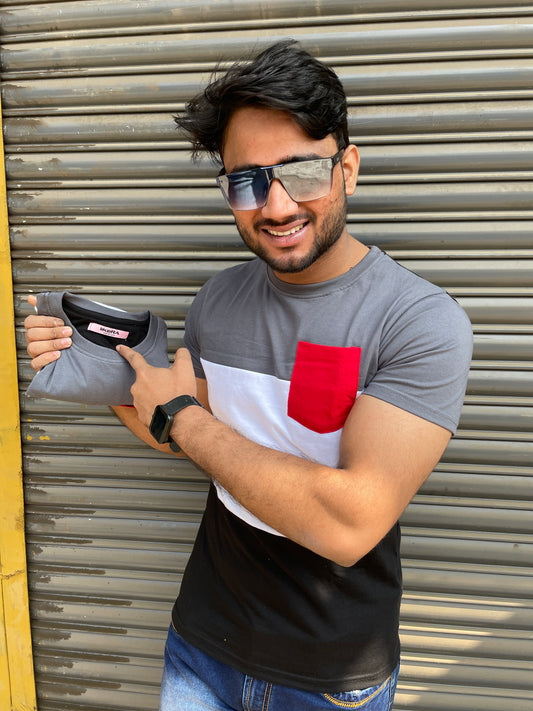 Steel Grey / White / Black Combination Tee
