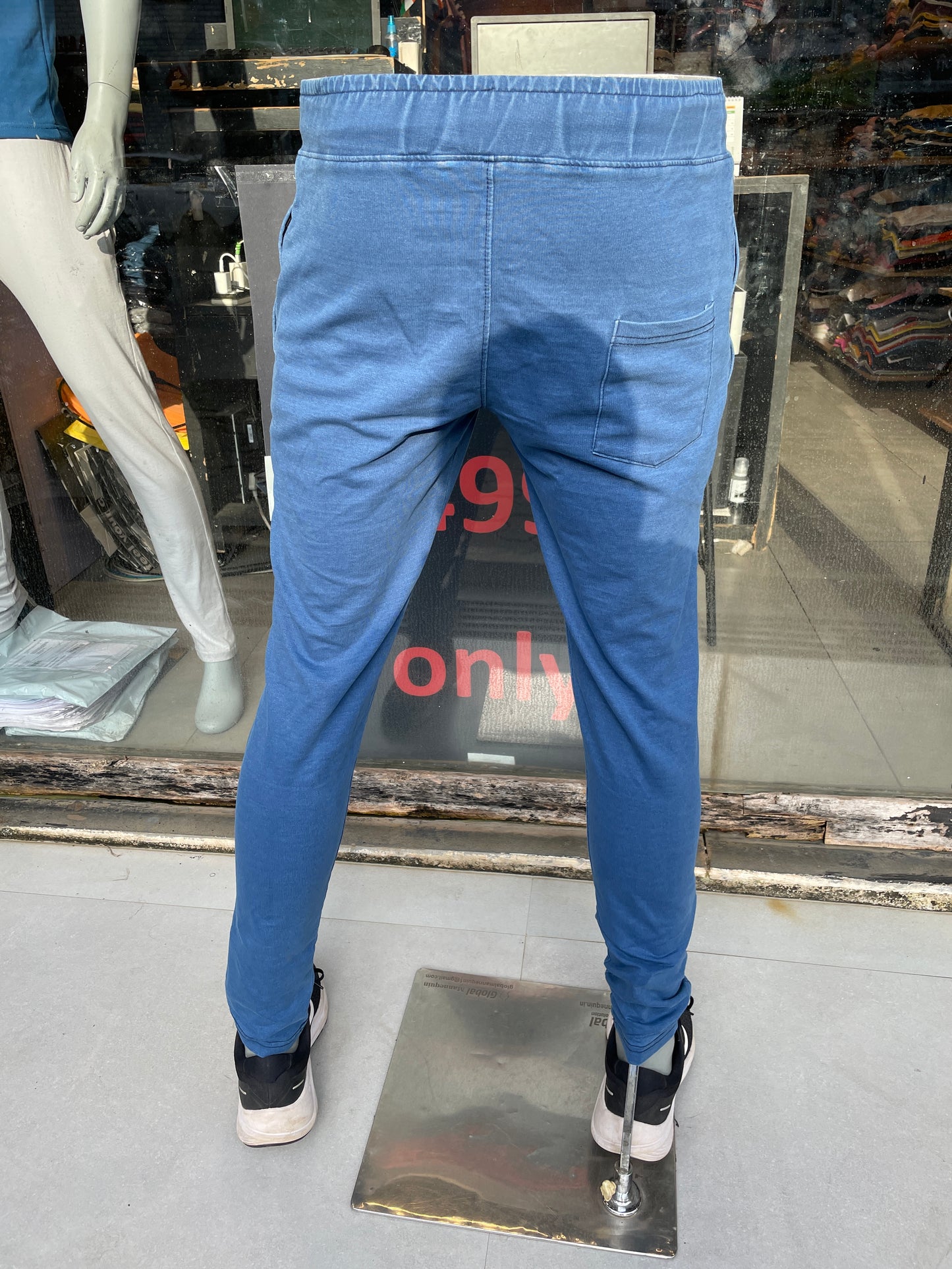 Denim Blue Stretch Track Pant