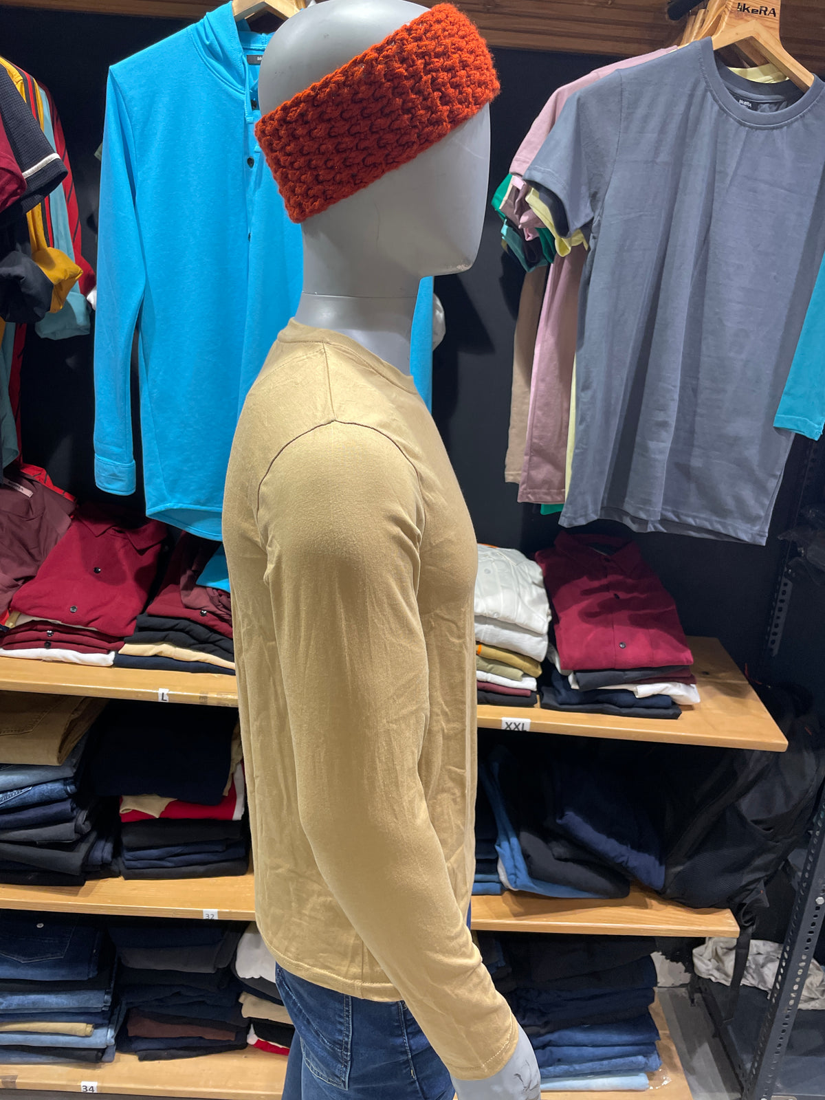 Khaki Basic Full Sleeves Tshirt