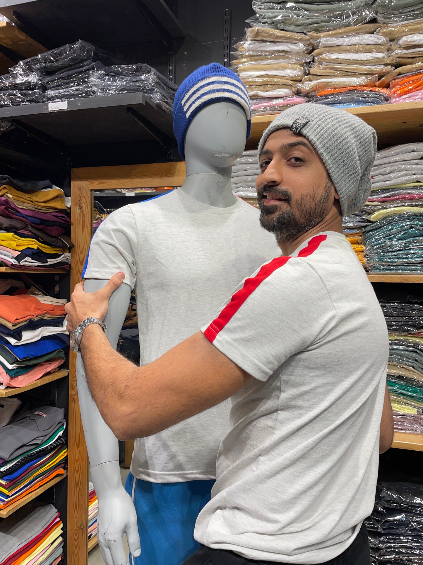 Ecru Contrast Side Stripe Tshirt