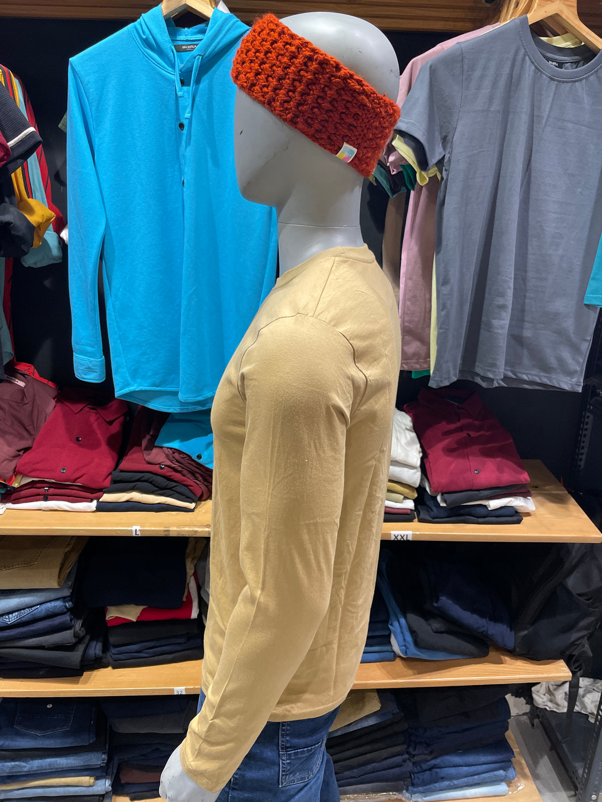 Khaki Basic Full Sleeves Tshirt