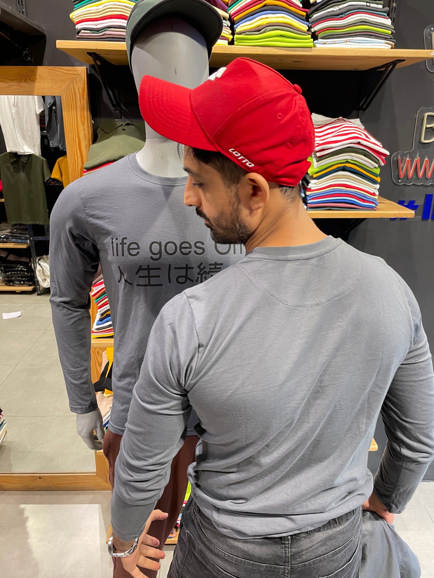 Steel Grey "Life Goes on" Printed Tee