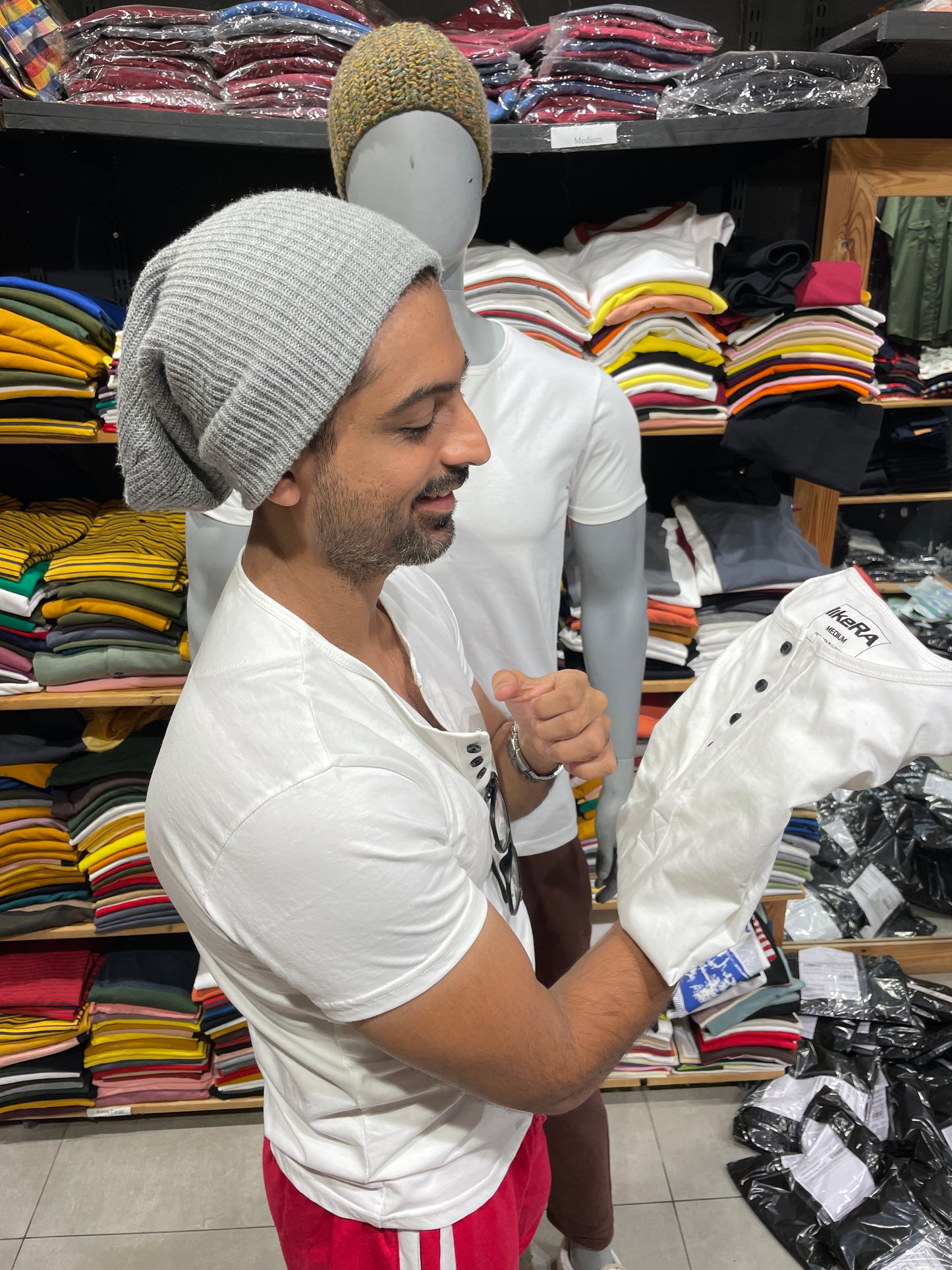 White 5 Button Henley