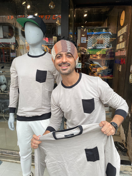 Light Grey Sweatshirt with Elbow Patch