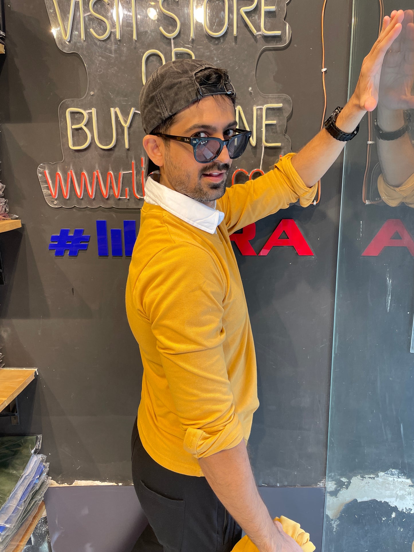 Mustard Pull Over Type Collar Tee