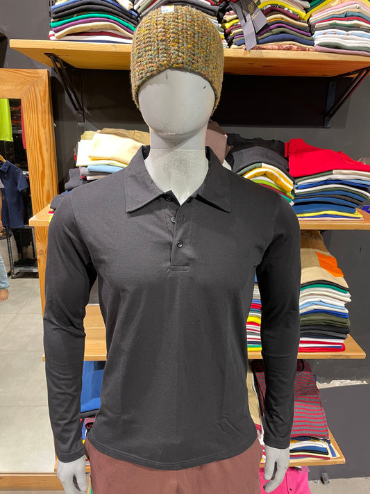 Black Full Sleeves Collar Tshirt