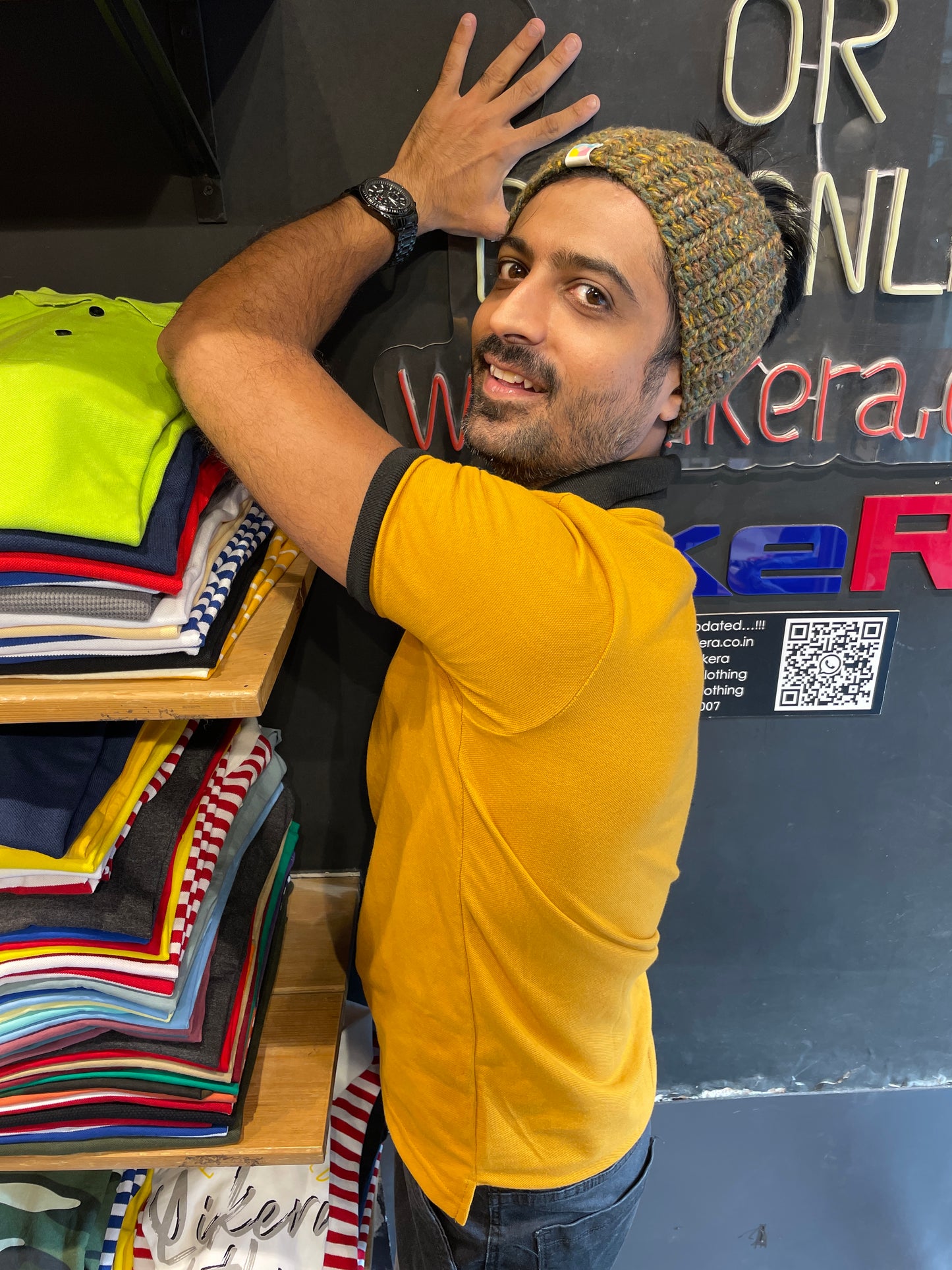Mustard Printed Polo Tshirt