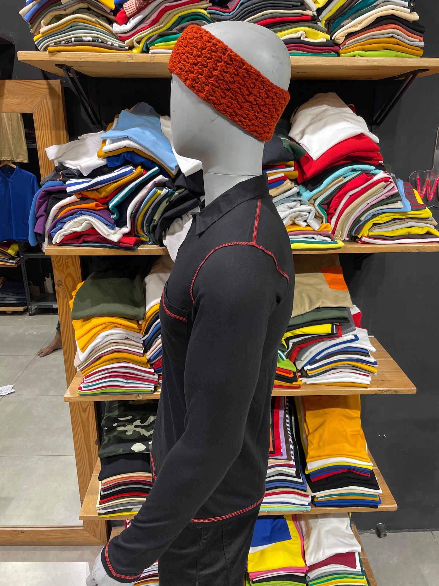 Black Tshirt with Red Threads
