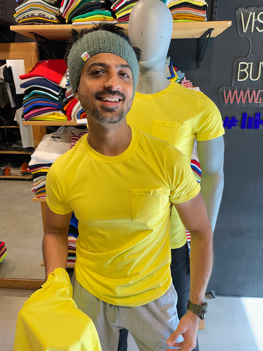 Yellow Basic Pocket Tshirt