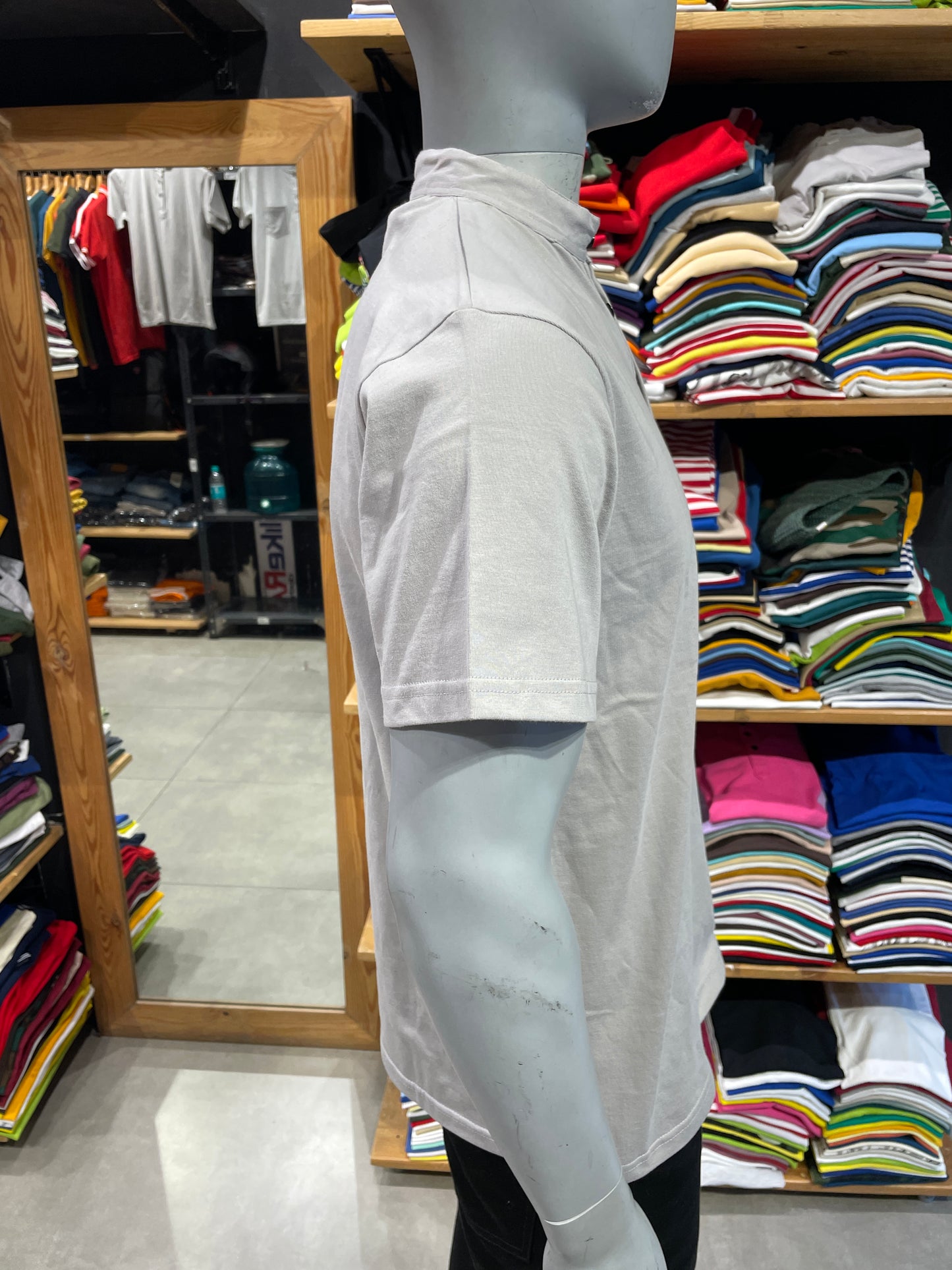 Light Grey Chinese Collar Tee