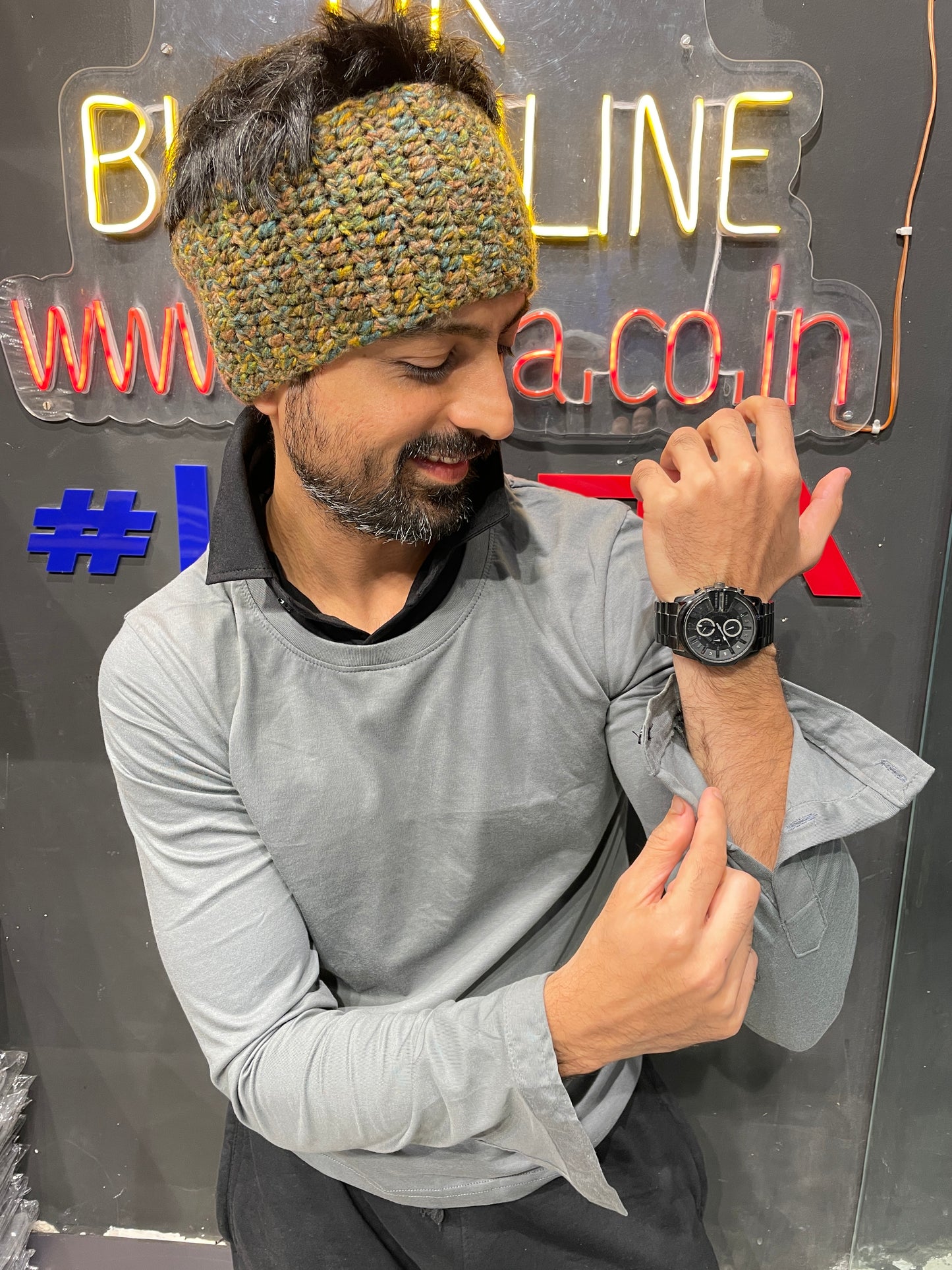 Steel Grey/Black Pull Over Type Collar Tee