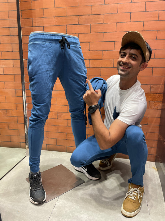 Denim Blue Stretch Track Pant