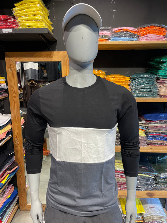 Black / White / Steel Grey Colour Block Tshirt