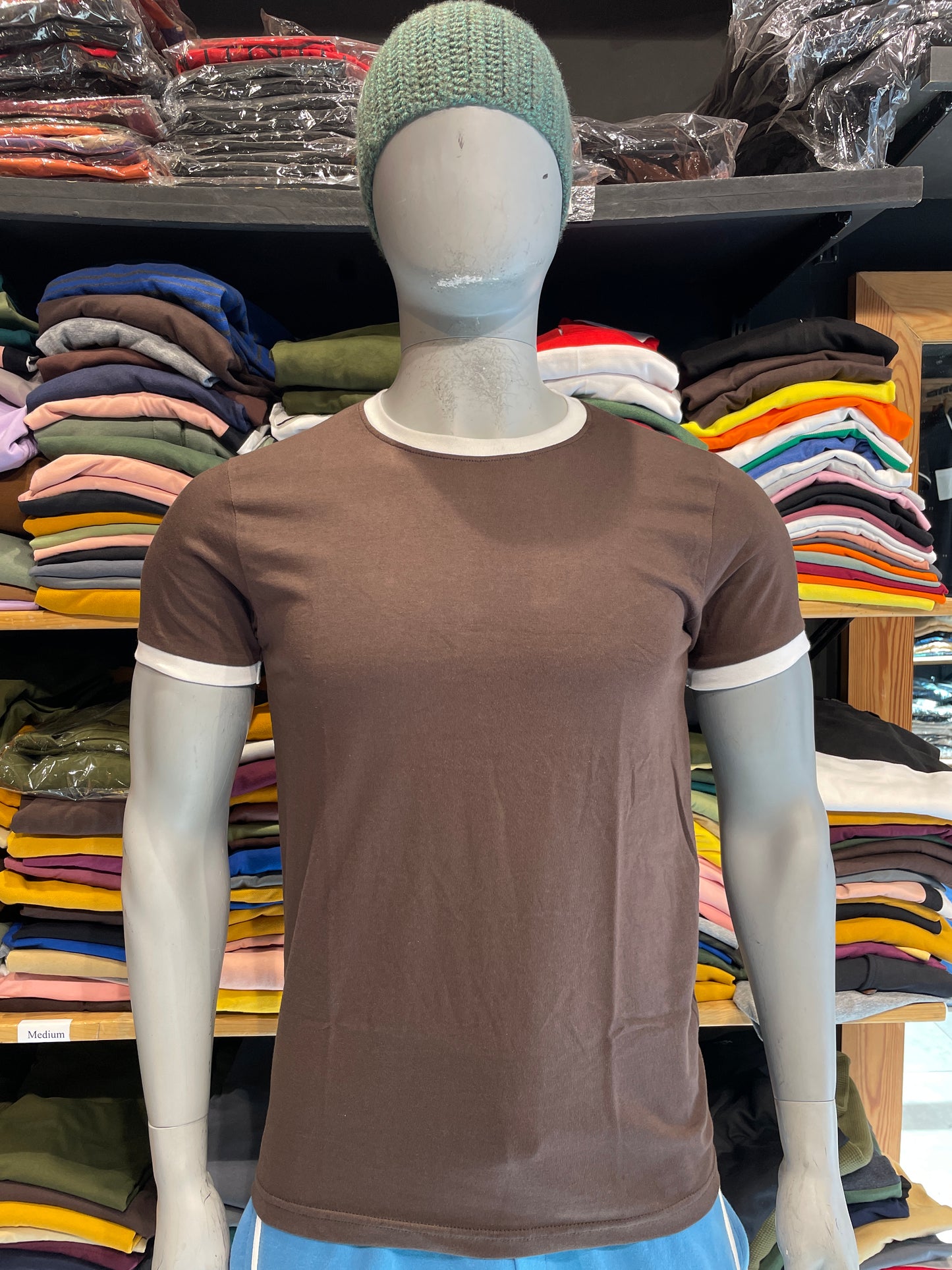 Brown Combination Rib Tshirt