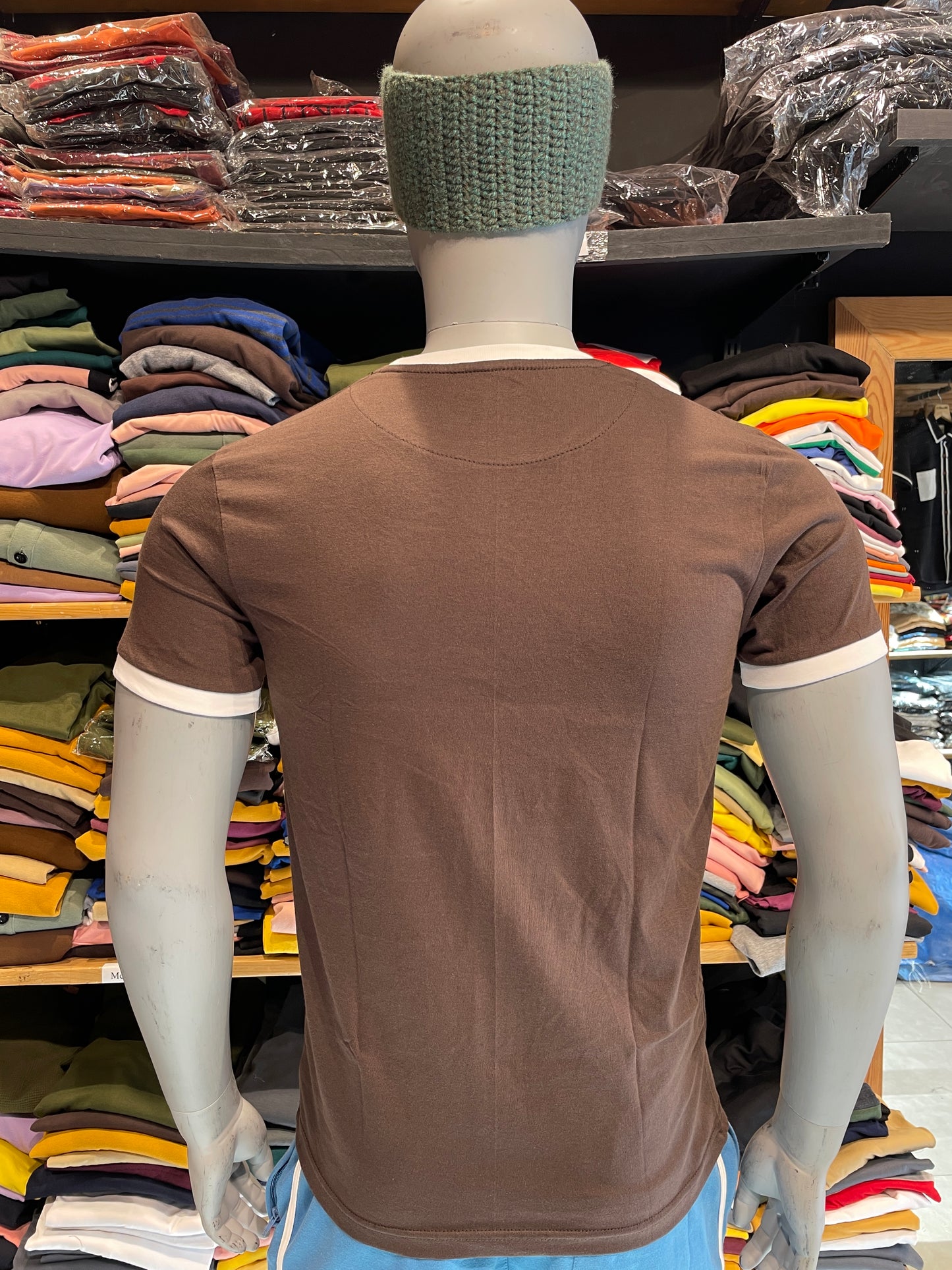 Brown Combination Rib Tshirt