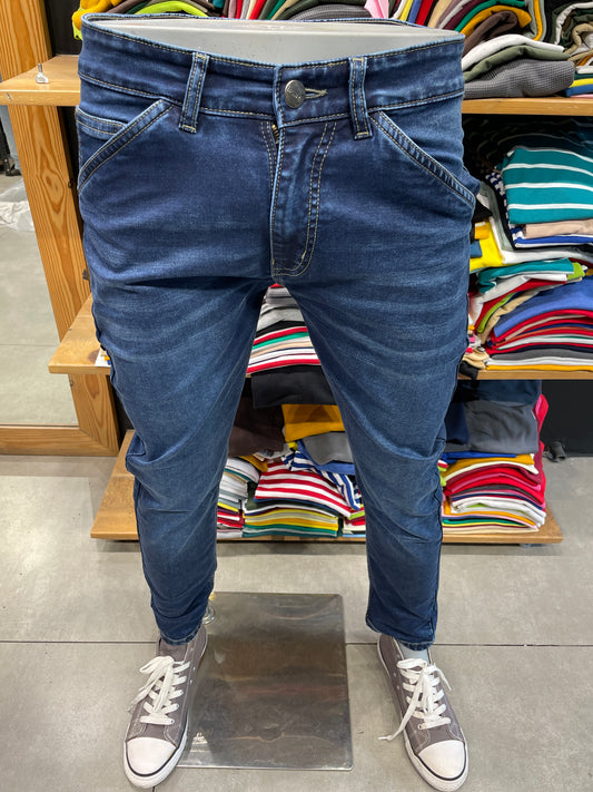 Dark Blue Cross Pocket Jeans