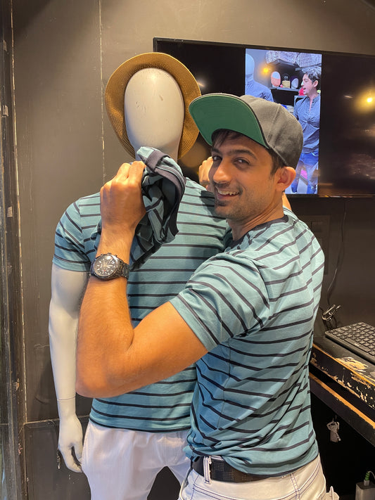 Teal / Navy Striped Tshirt