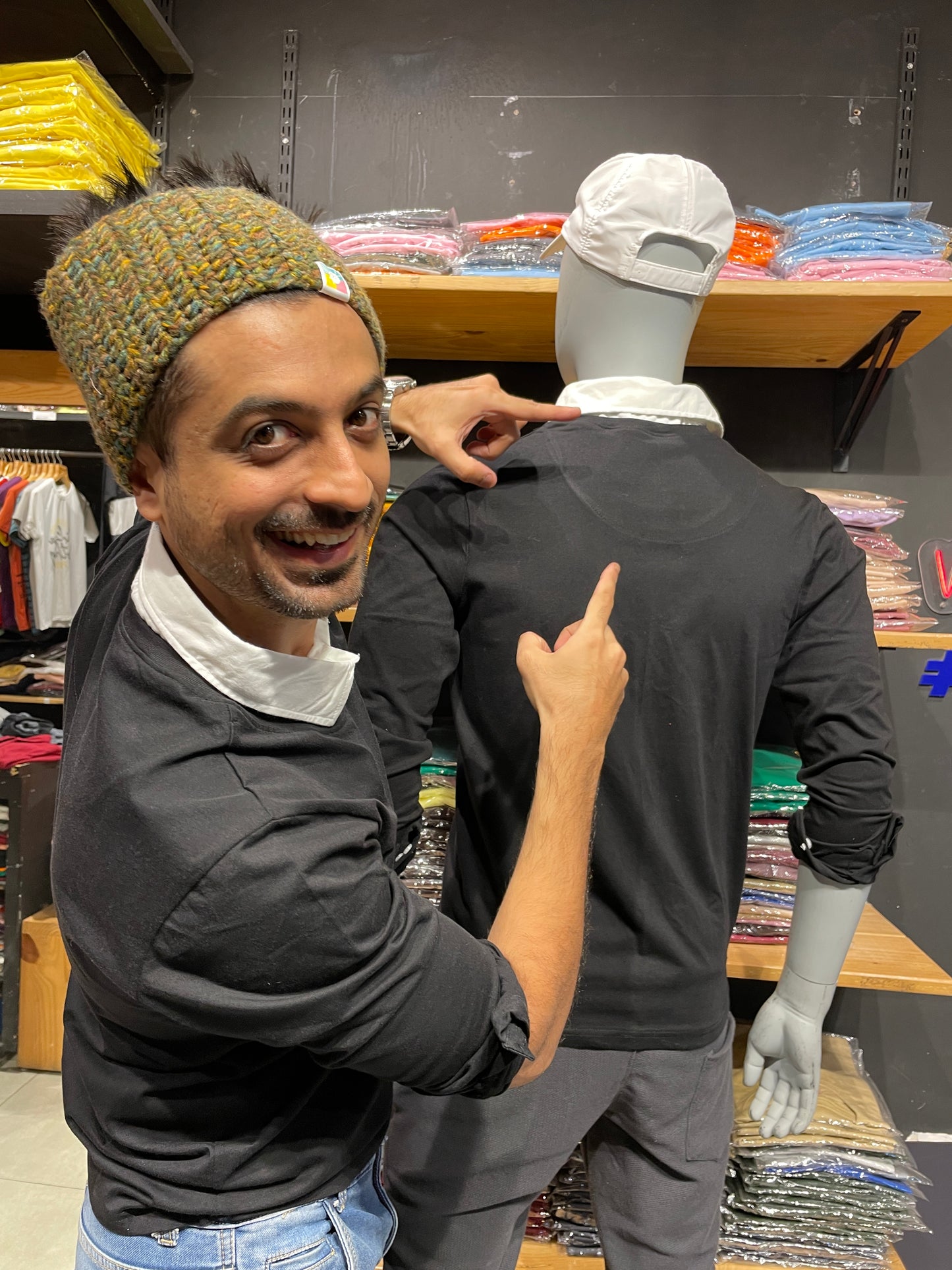 Black Pull Over Type Collar Tee