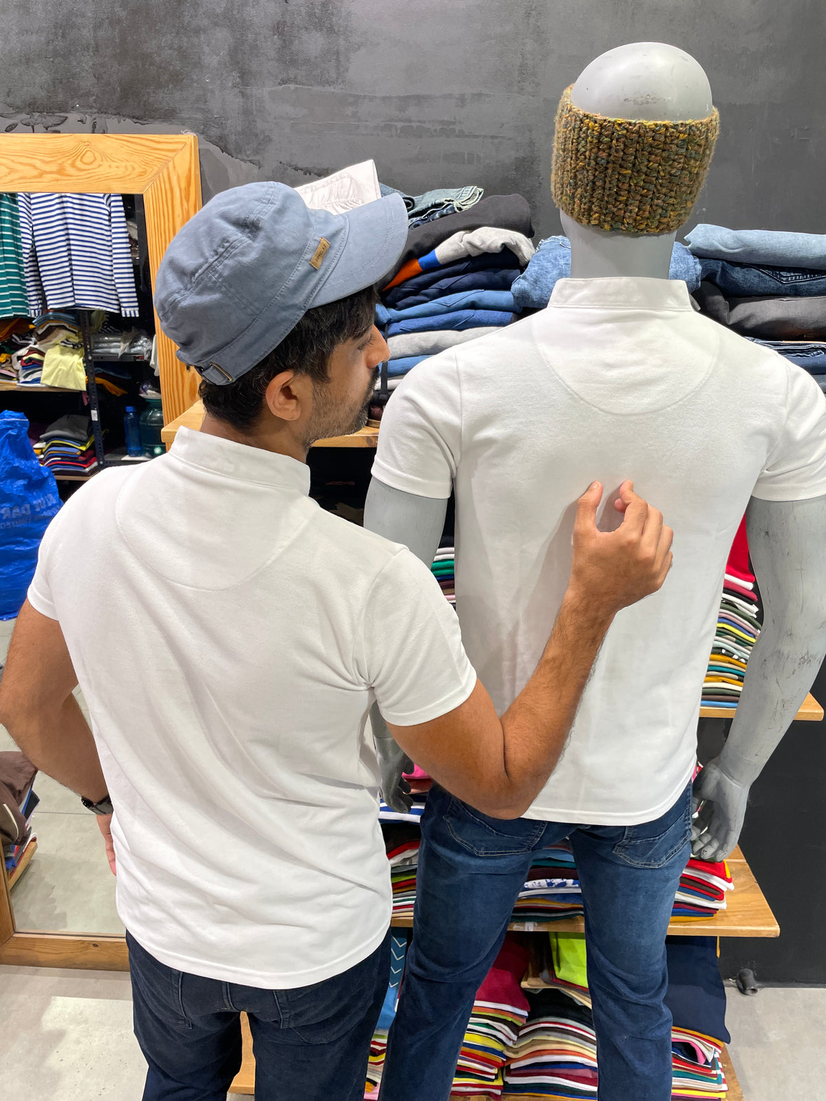 White Chinese Collar Tshirt
