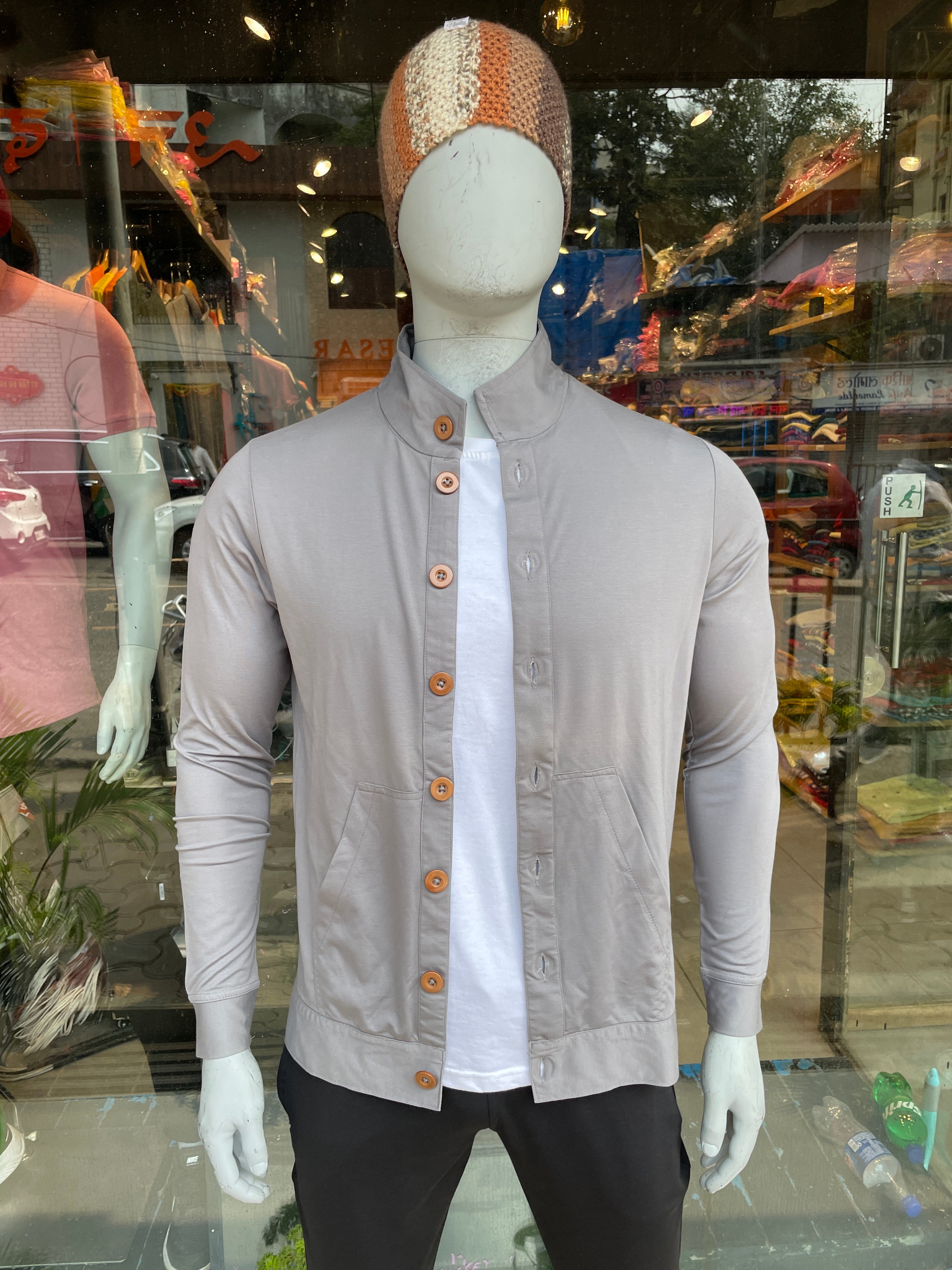 Grey Jacket With Front Buttons Jacket – Likera