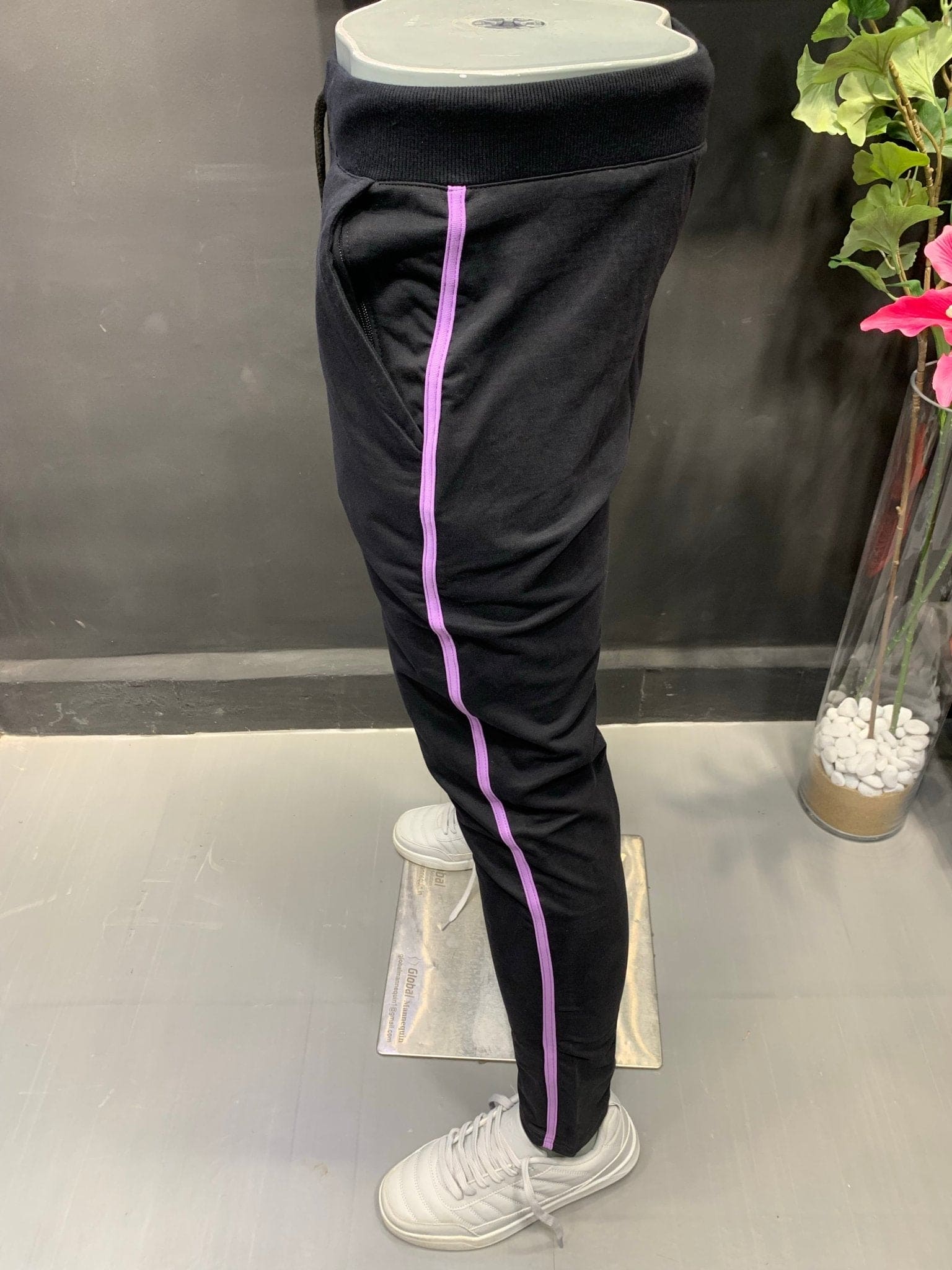 Black Lycra Track-Pant with Piping - likera Clothing Co
