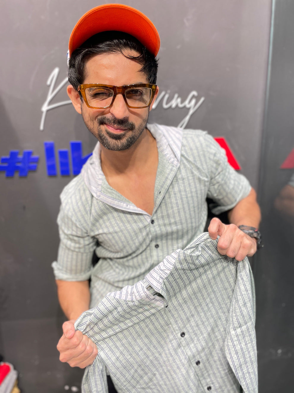 Green Melange Combination Hooded Shirt Likera