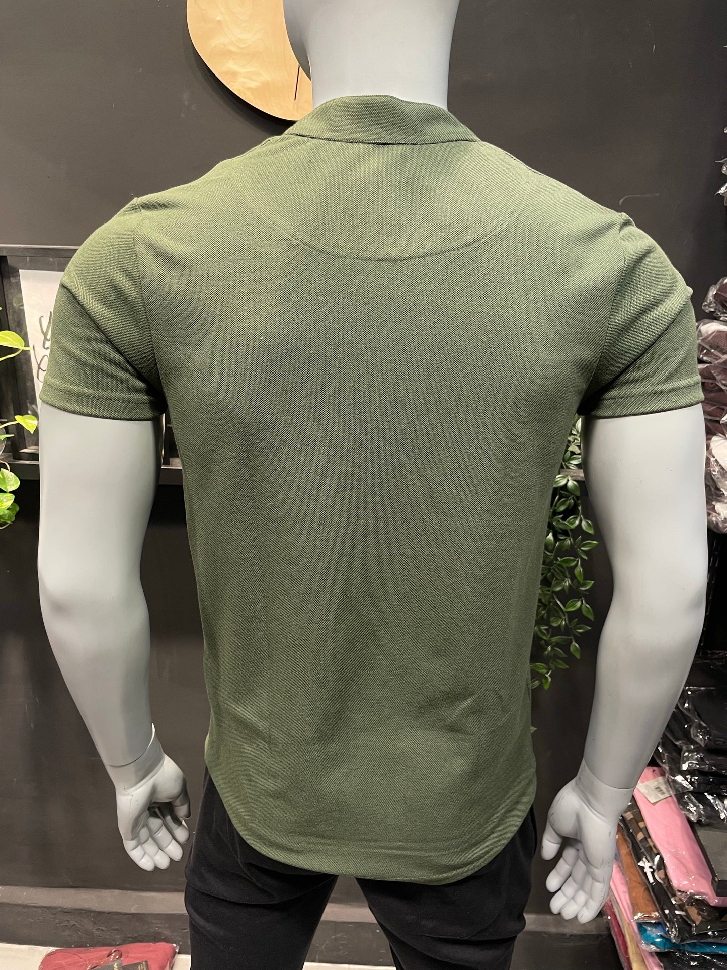 Olive Chinese Collar Tee
