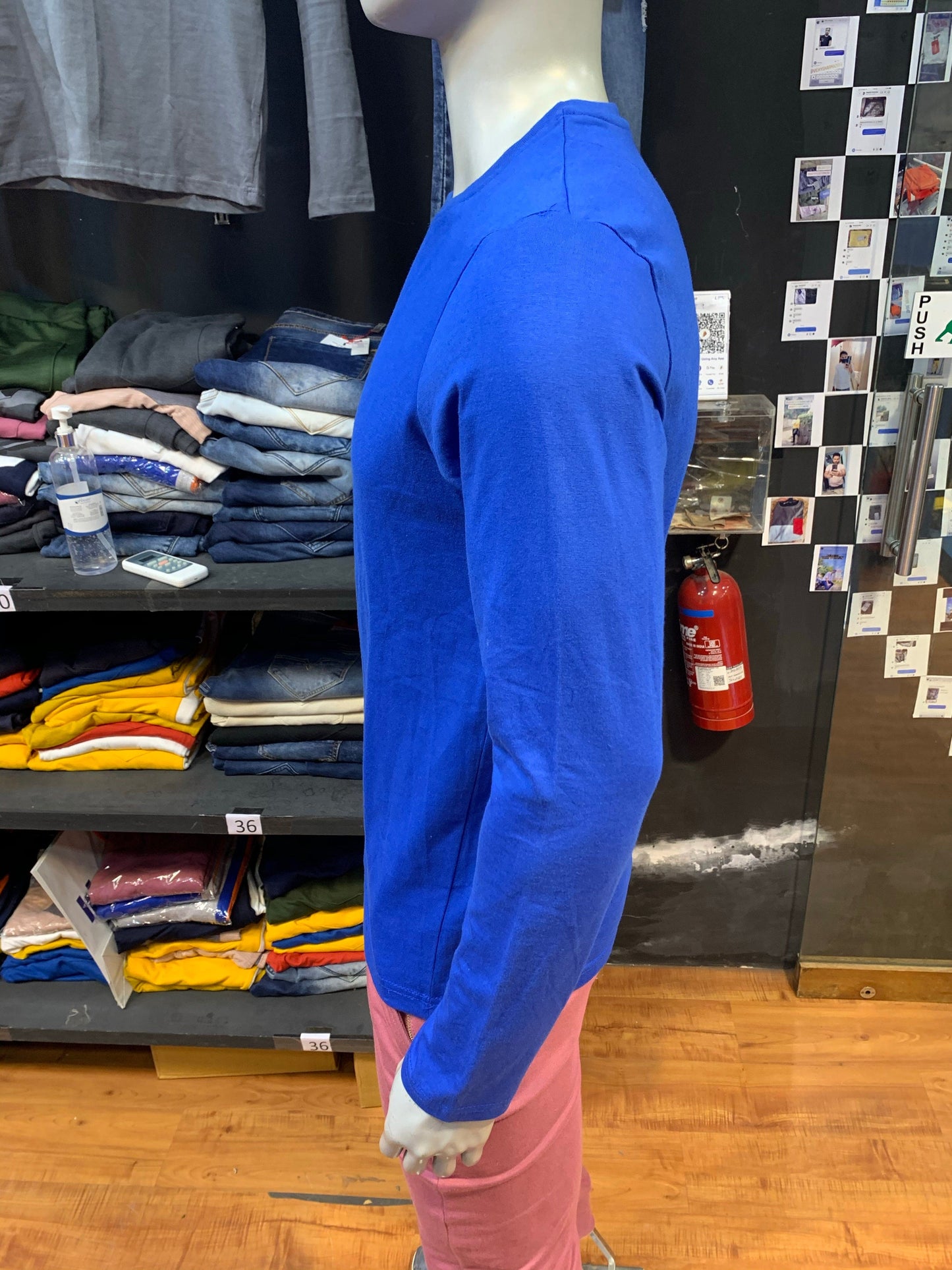 Royal Blue Basic Cotton Full Sleeves Tshirt