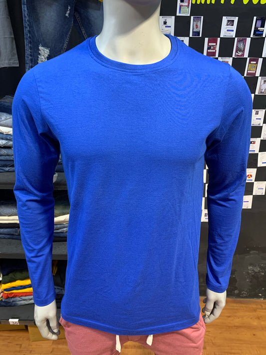 Royal Blue Basic Cotton Full Sleeves Tshirt