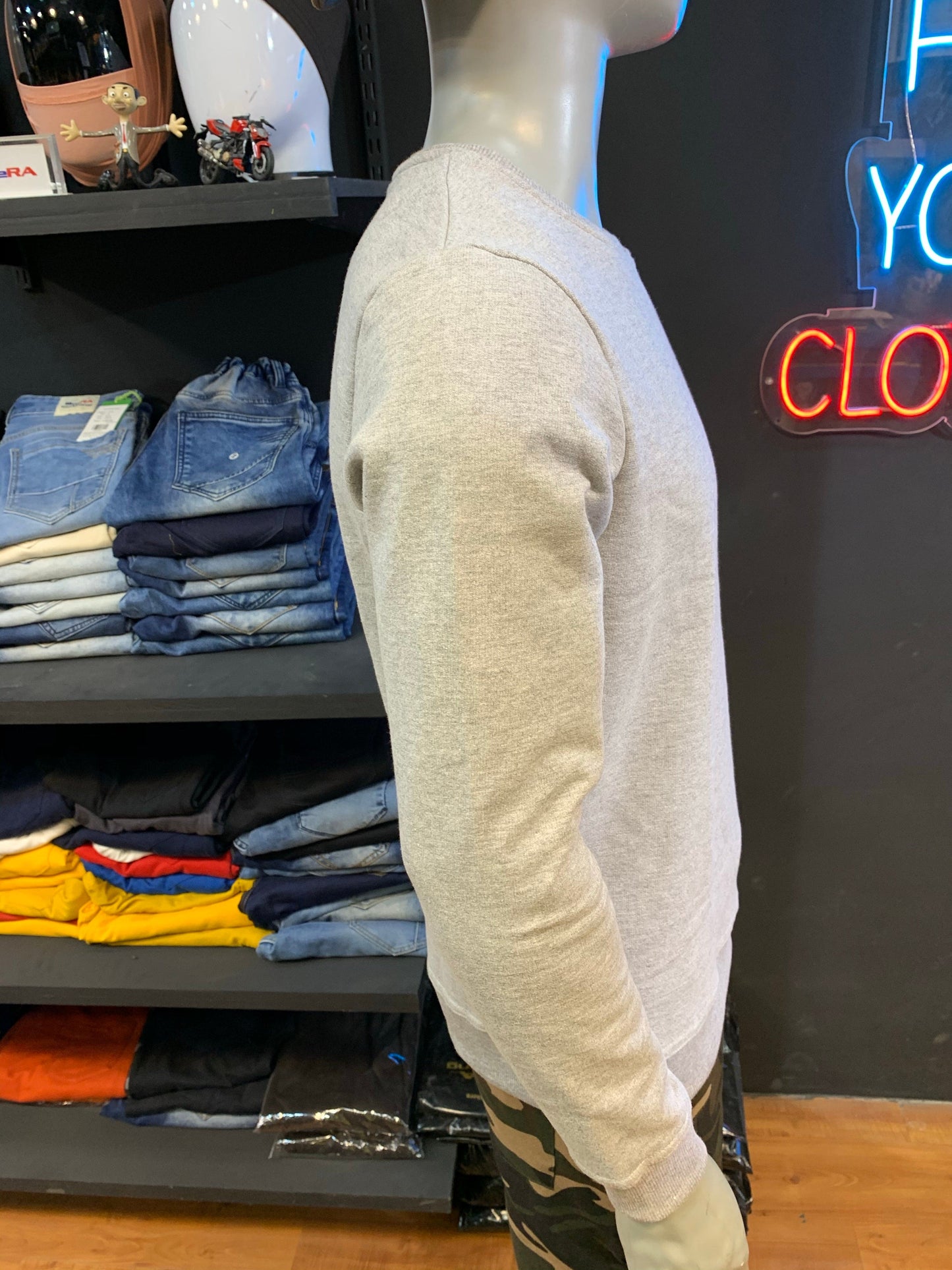Grey Melange Round Neck Sweatshirt