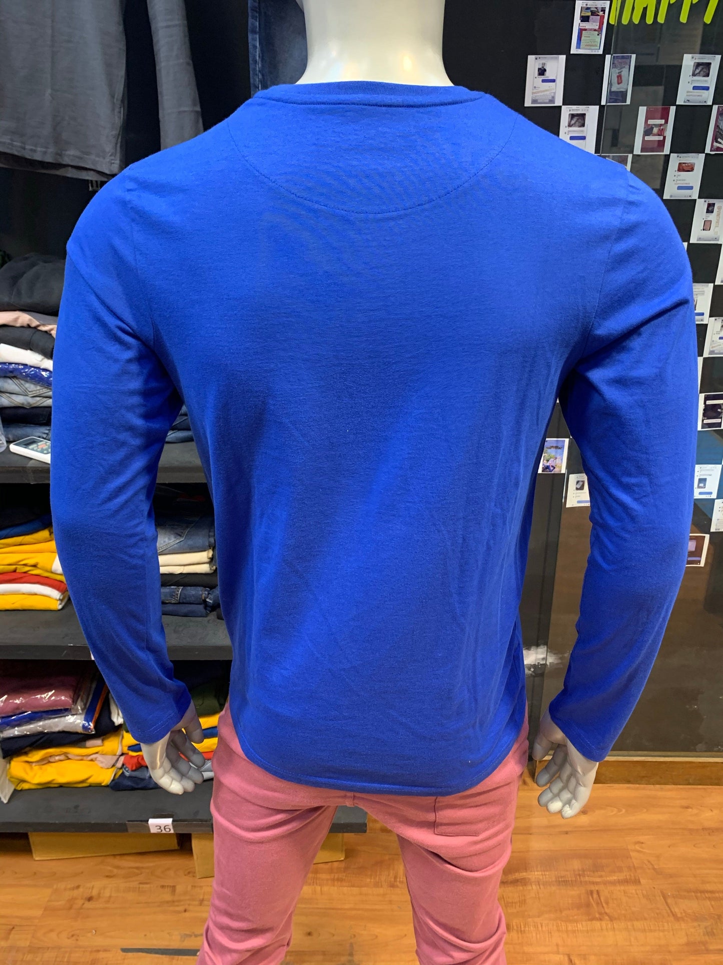 Royal Blue Basic Cotton Full Sleeves Tshirt