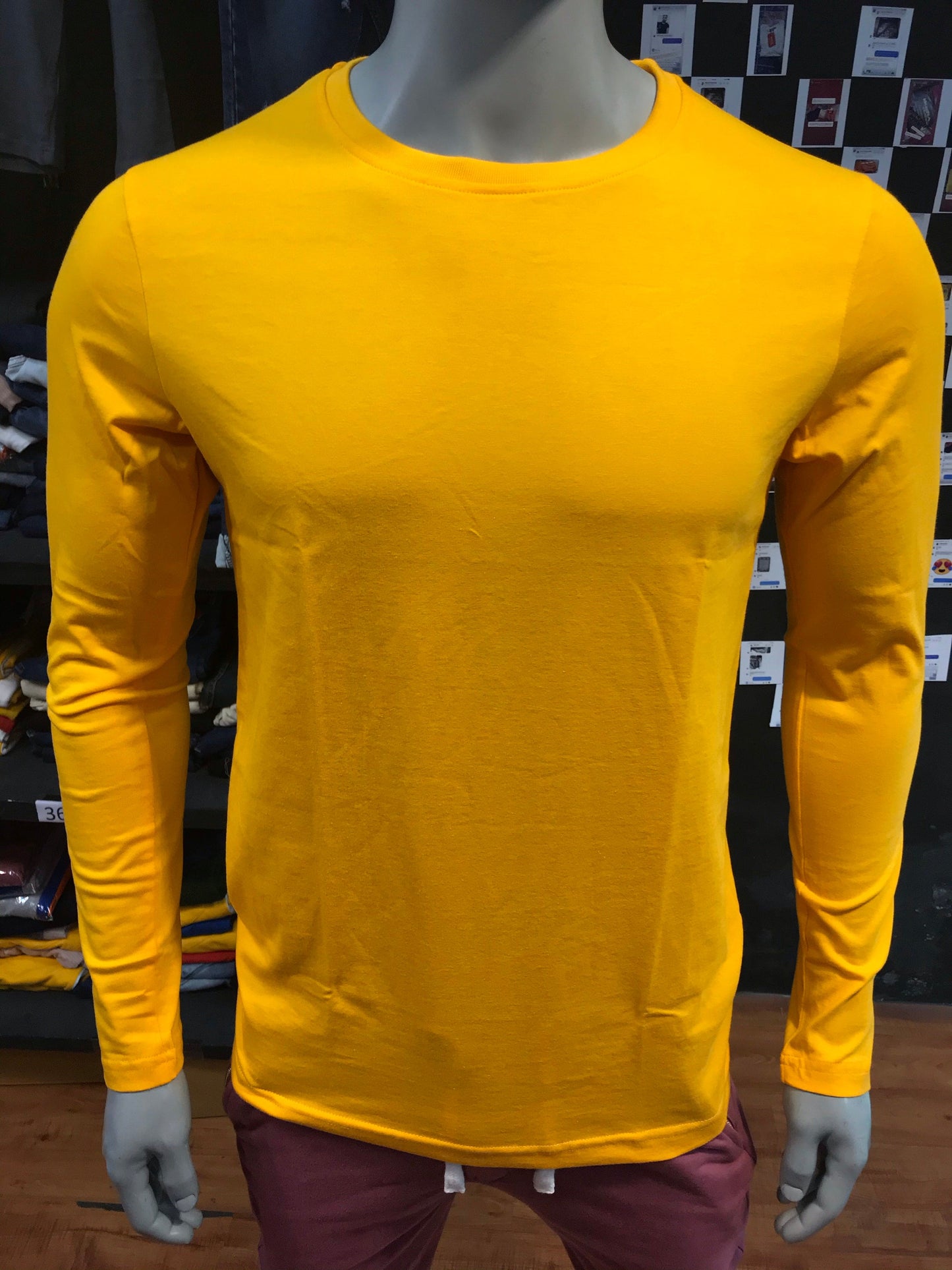 Gold Basic Cotton Full Sleeves Tshirt