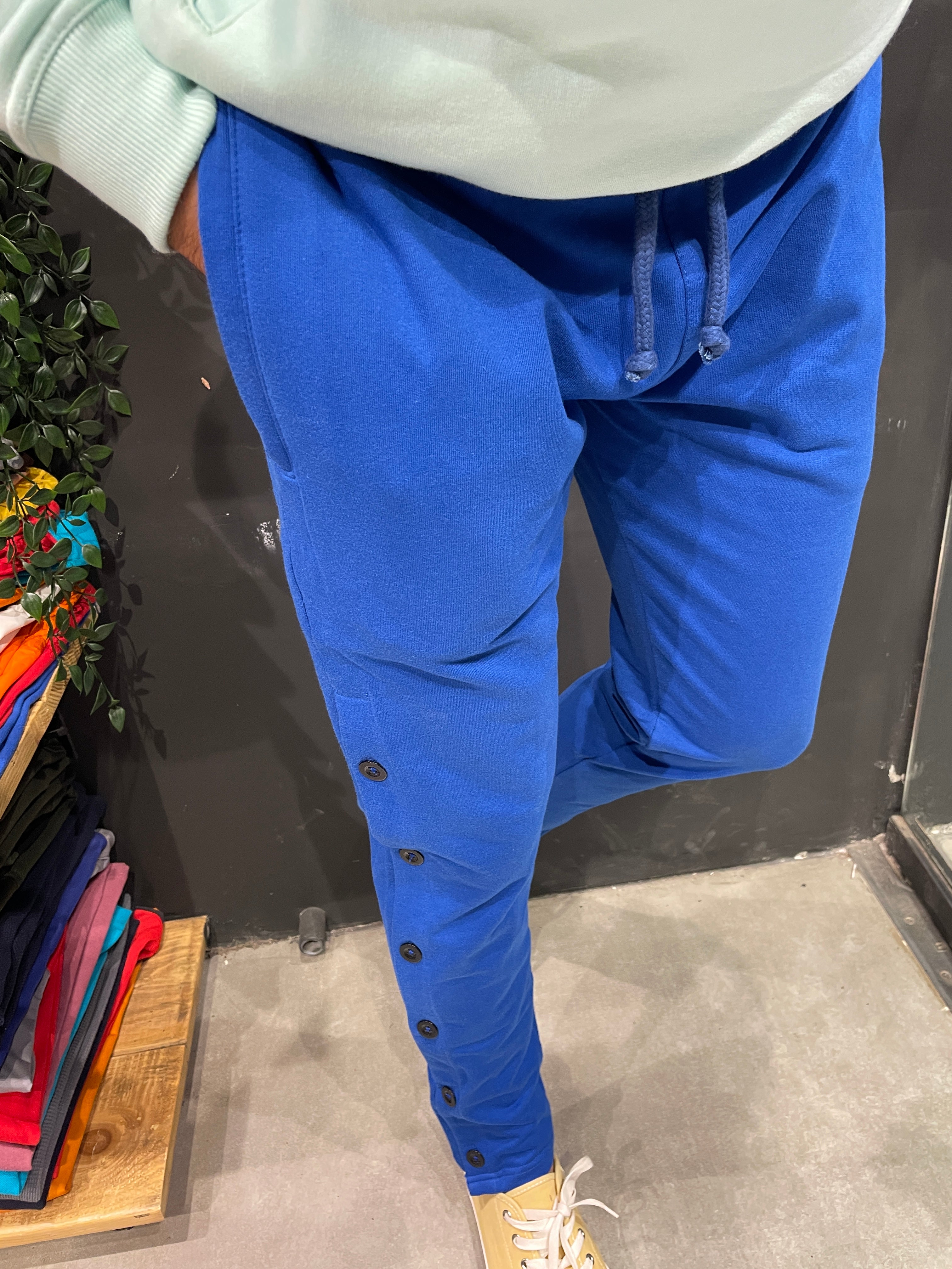Royal Blue Trackpant with Side Buttons – Likera