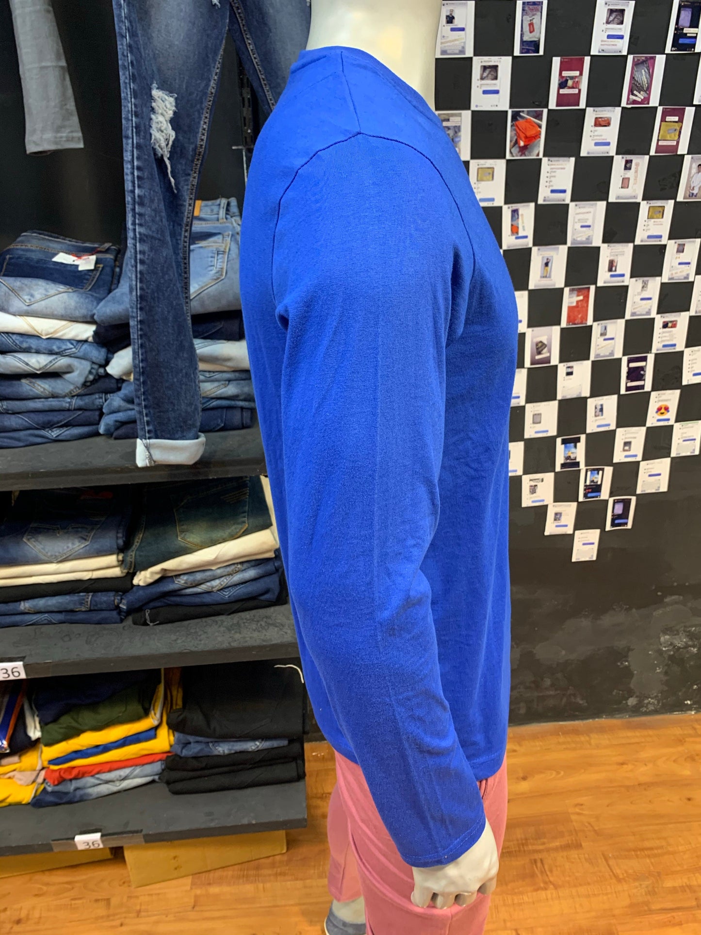Royal Blue Basic Cotton Full Sleeves Tshirt