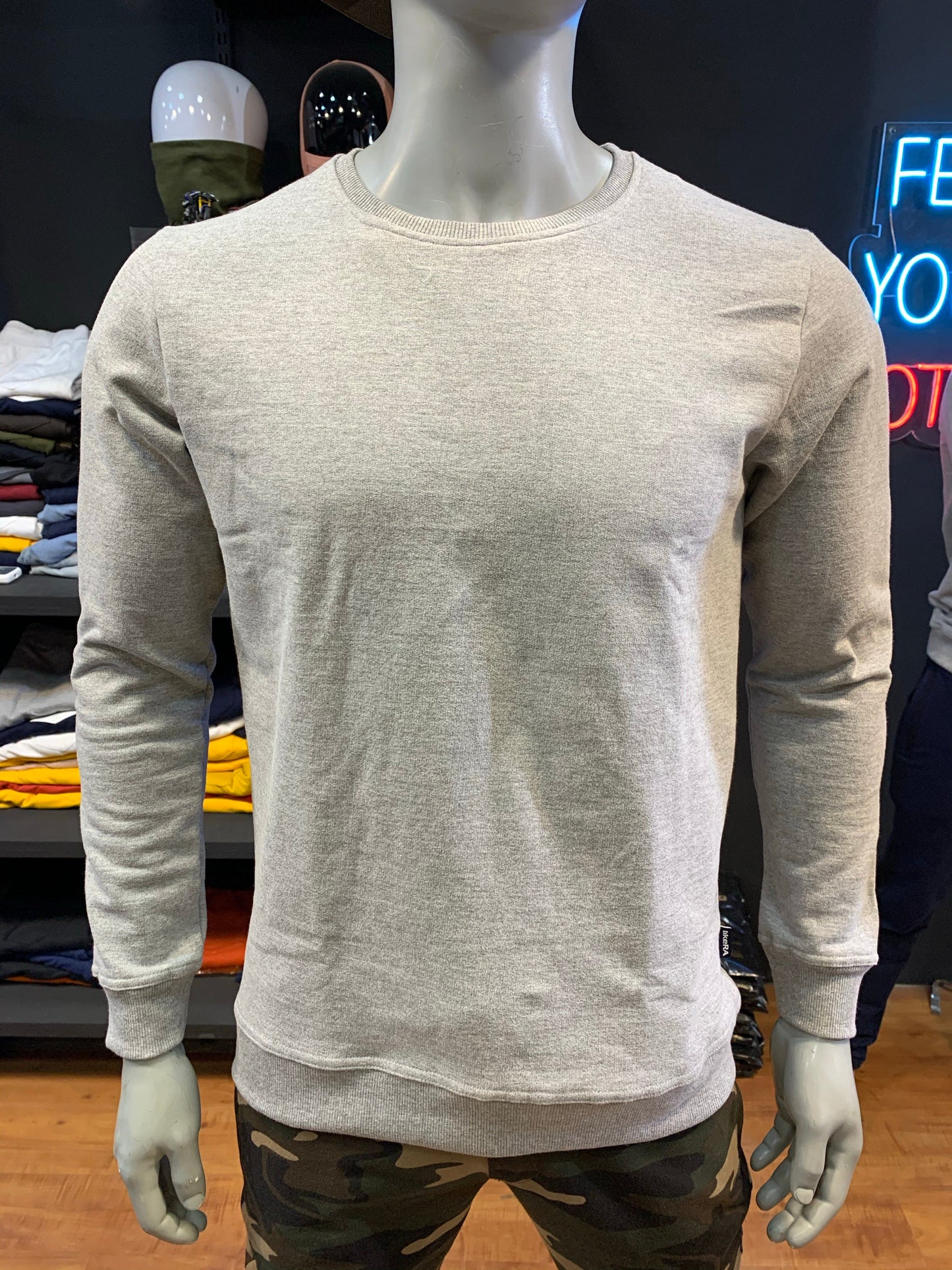 Grey Melange Round Neck Sweatshirt