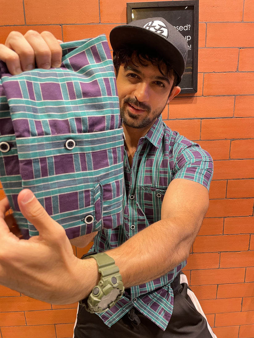 Green / Blue Bon Pocket Checks Shirt – Likera